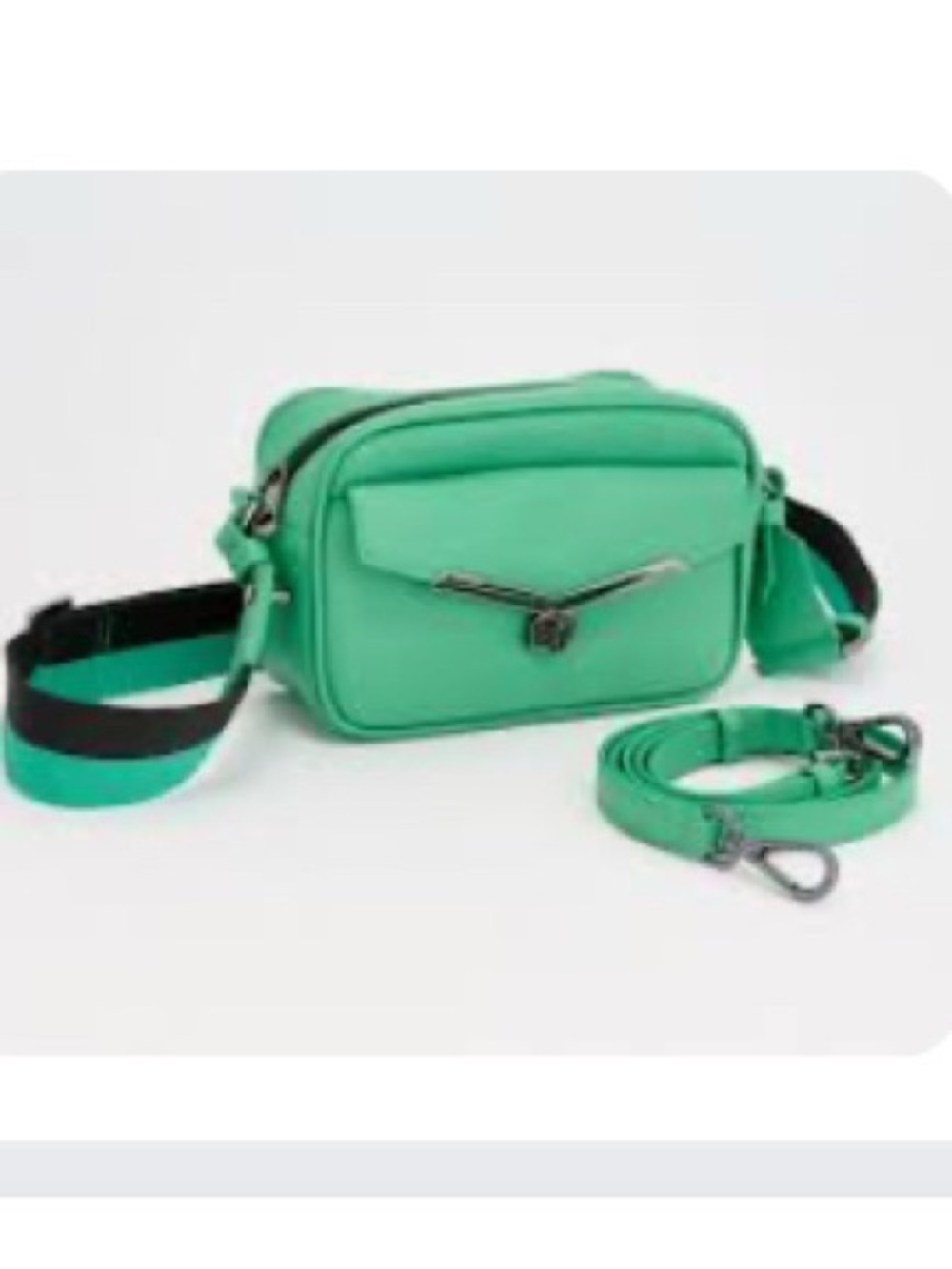 Botkier Mint Green Leather Crossbody with Striped Strap
